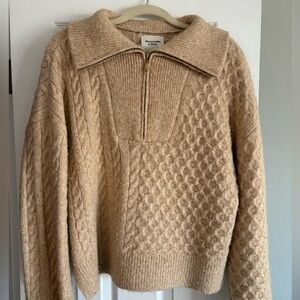 Abercrombie Beige CozySoft Zip-Up Sweater